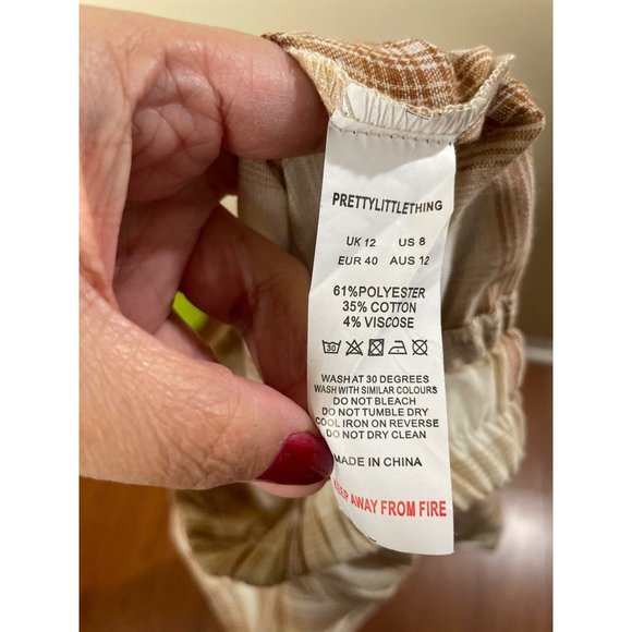 PrettyLittle Thing Ultra High Rise Wide Leg Plaid Women's Pants Size 8 - Picture 9 of 13